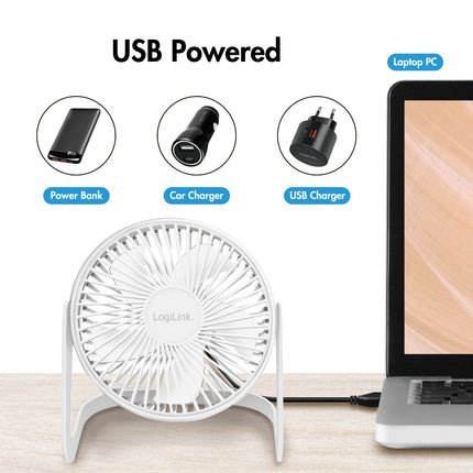 USB ventilátor Ø15.24 cm, bílá