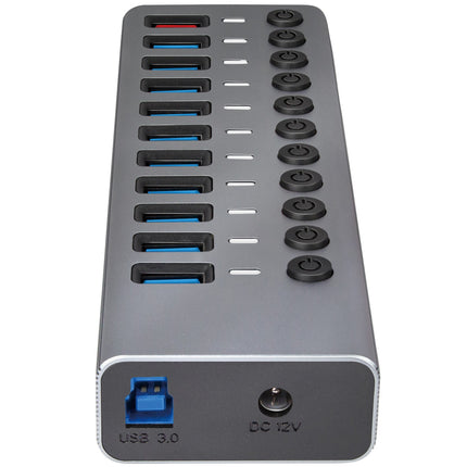 USB rozbočovač 10+1 port se samostatnými tlačítky On/Off USB 3.2 Gen 1