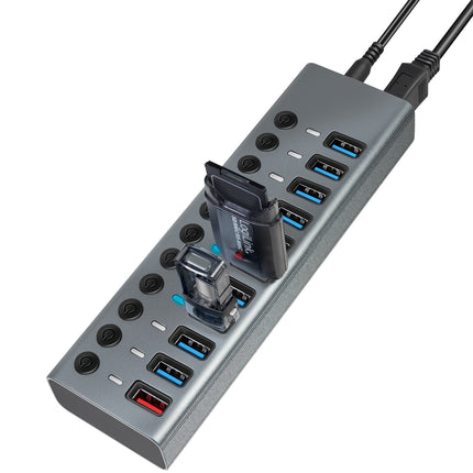 USB rozbočovač 10+1 port se samostatnými tlačítky On/Off USB 3.2 Gen 1