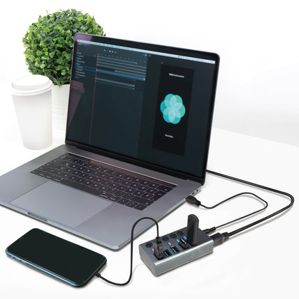 USB rozbočovač 4+1 port se samostatnými tlačítky On/Off USB 3.2 Gen 1