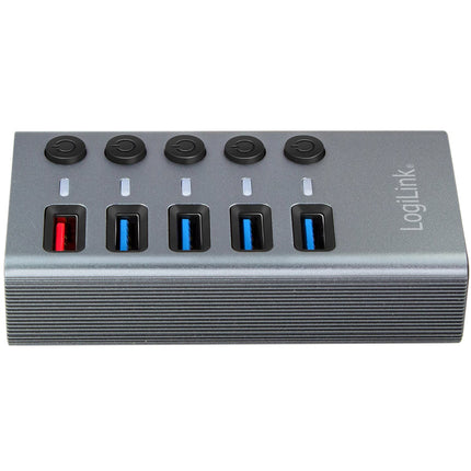 USB rozbočovač 4+1 port se samostatnými tlačítky On/Off USB 3.2 Gen 1