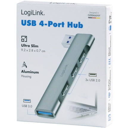 USB-A hub ultratenký 4portový, 1 x USB-A3.0, 3 x USB-A2.0