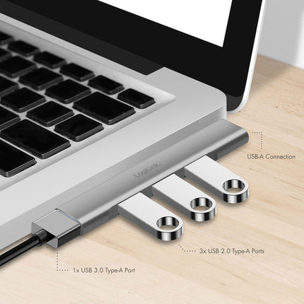 USB-A hub ultratenký 4portový, 1 x USB-A3.0, 3 x USB-A2.0