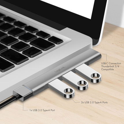USB-C hub ultratenký 4portový, 1 x USB-A3.0, 3 x USB-A2.0