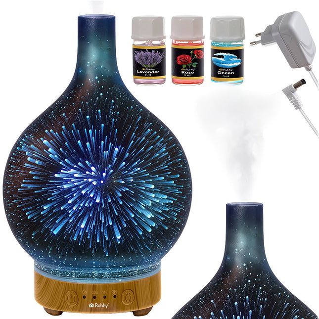 Ultrazvukový aroma difuzér a zvlhčovač, 200ml, LED světla