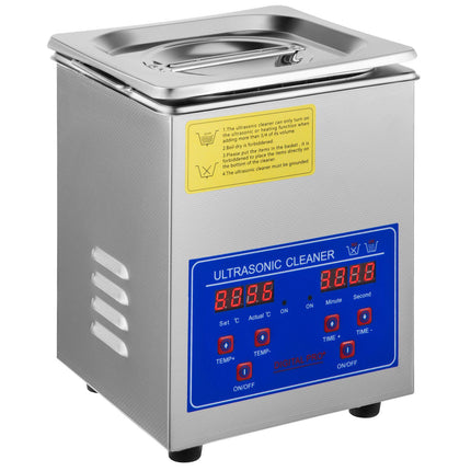 Ultrasonic Cleaner 40kHz, 1.3L Stainless, Digital Timer