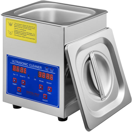 Ultrasonic Cleaner 40kHz, 1.3L Stainless, Digital Timer