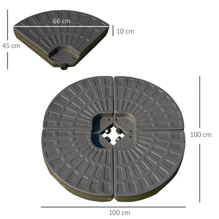 Plnitelný stojan na slunečník z HDPE, kávově hnědý, 17 kg voda / 25 kg písek