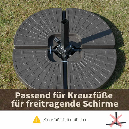 Plnitelný stojan na slunečník z HDPE, kávově hnědý, 17 kg voda / 25 kg písek