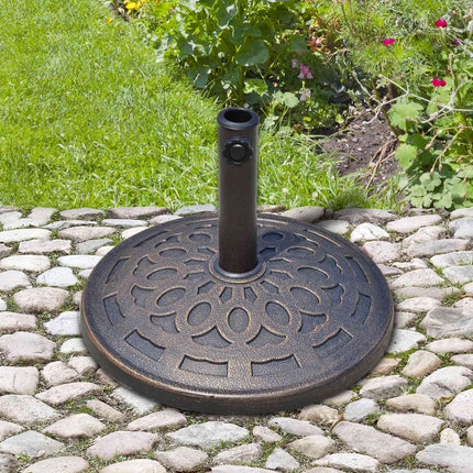 Kulatý pryskyřicový stojan na slunečník, bronzový, 14 kg, pro Ø38-48 mm