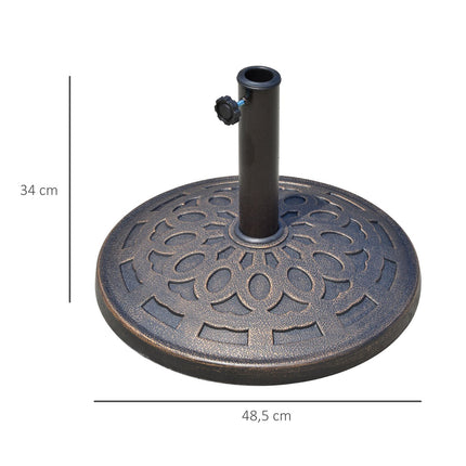 Kulatý pryskyřicový stojan na slunečník, bronzový, 14 kg, pro Ø38-48 mm