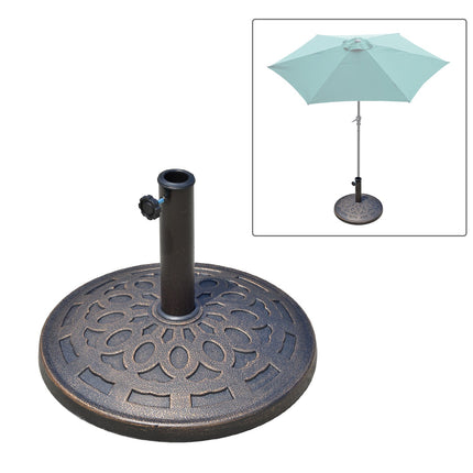 Kulatý pryskyřicový stojan na slunečník, bronzový, 14 kg, pro Ø38-48 mm