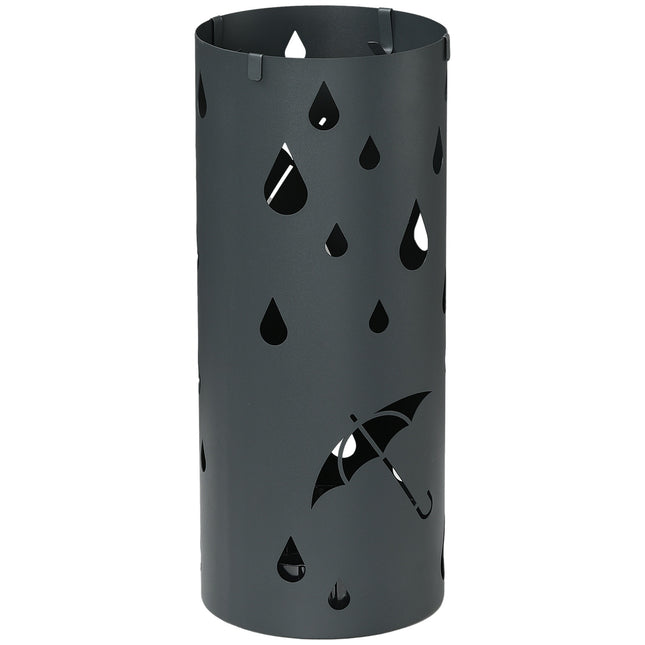Stahlschirmständer mit Haken und Tropfschale, dunkelgrau