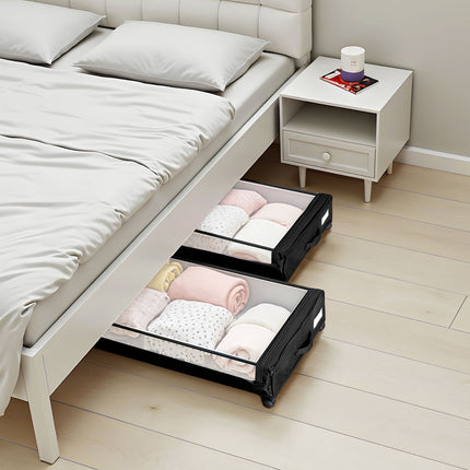 Under Bed Storage Bins With Wheels, Clear Lid, 2-Pack