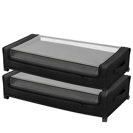 Under Bed Storage Bins With Wheels, Clear Lid, 2-Pack