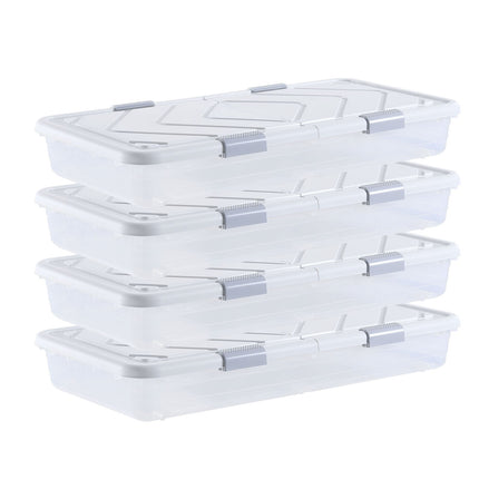 Under Bed Storage Bins With Wheels and Lids, 4 Pack