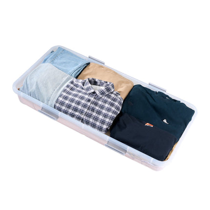 Under Bed Storage Bins With Wheels and Lids, 4 Pack