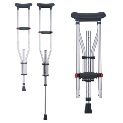 Underarm Crutches, 13-Level Adjustable Aluminum, 300 lb Pair