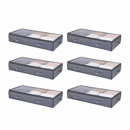 Underbed Storage Containers, Clear Lid, 90L, 6-Pack