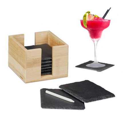 Podložky z břidlice - 8 ks, bambusový box