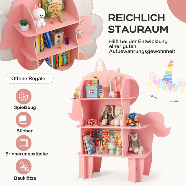 Eenhoorn boekenplank voor kinderen, speelgoedopberger met open planken