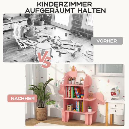 Unicorn Bookshelf for Kids Toy Storage Organizer with Open Shelves