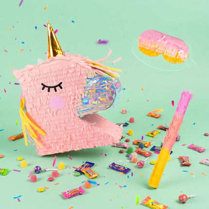 Piñata jednorožec sada – tyč a maska přes oči