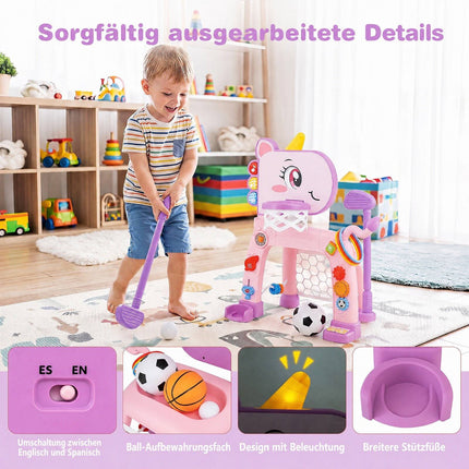 Unicorn Toddler Activity Center – 4-in-1 Sports Set, Pink