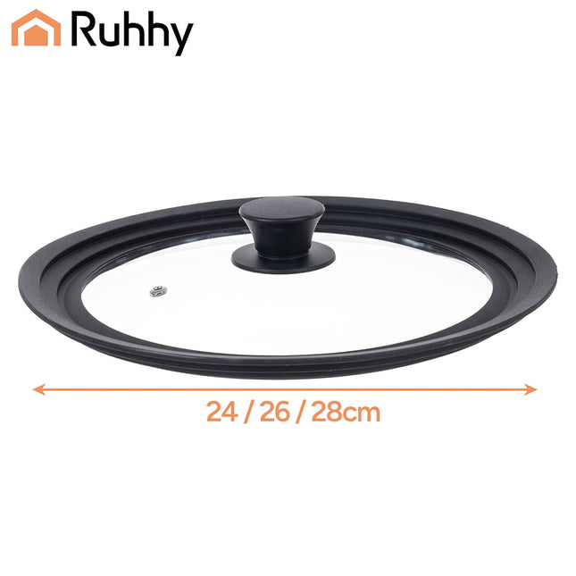 Universal 3-in-1 Glass Lid with Silicone Rim, 24/26/28cm
