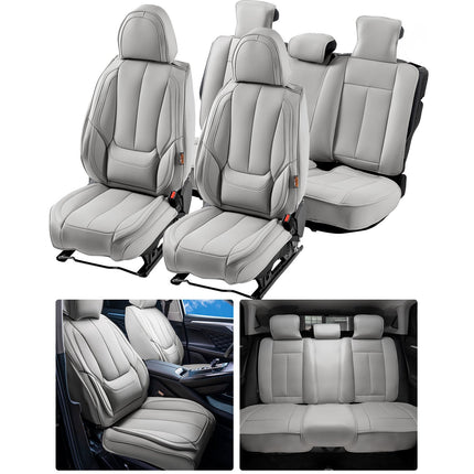 Universal Car Seat Covers, 13-Piece Faux Leather, Airbag Compatible