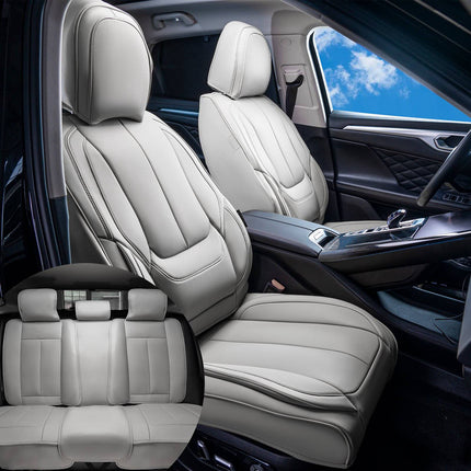 Universal Car Seat Covers, 13-Piece Faux Leather, Airbag Compatible