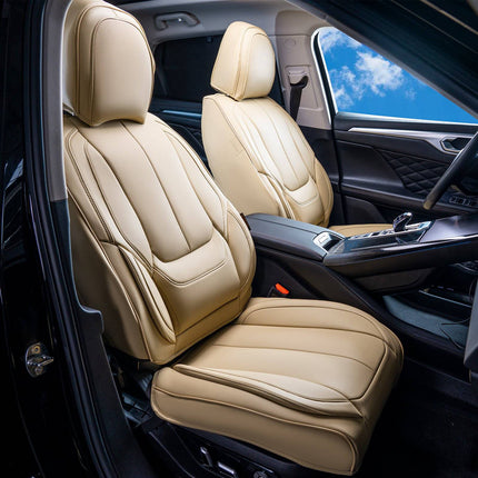 Universal Car Seat Covers, 6-Piece Faux Leather, Airbag Compatible