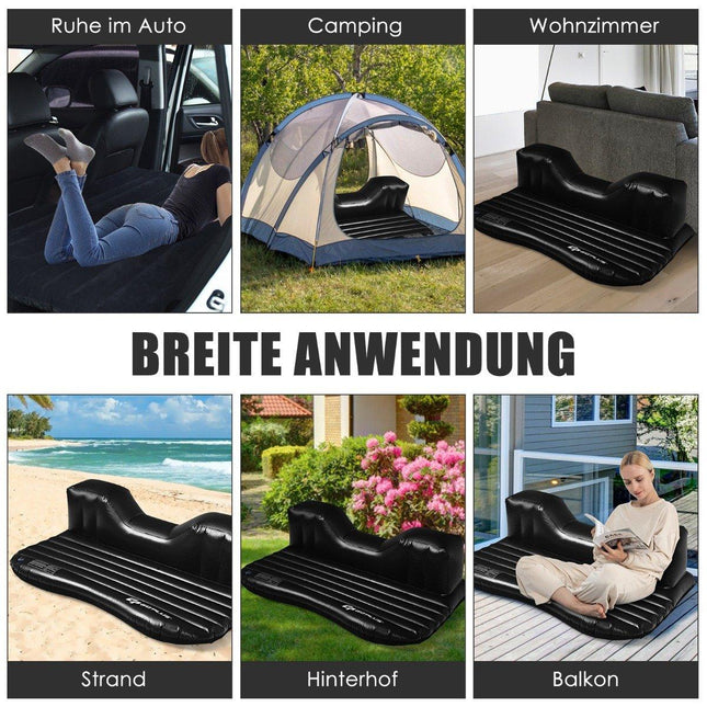 Universeel opblaasbaar luchtbed met elektrische pomp 142x91x48cm zwart