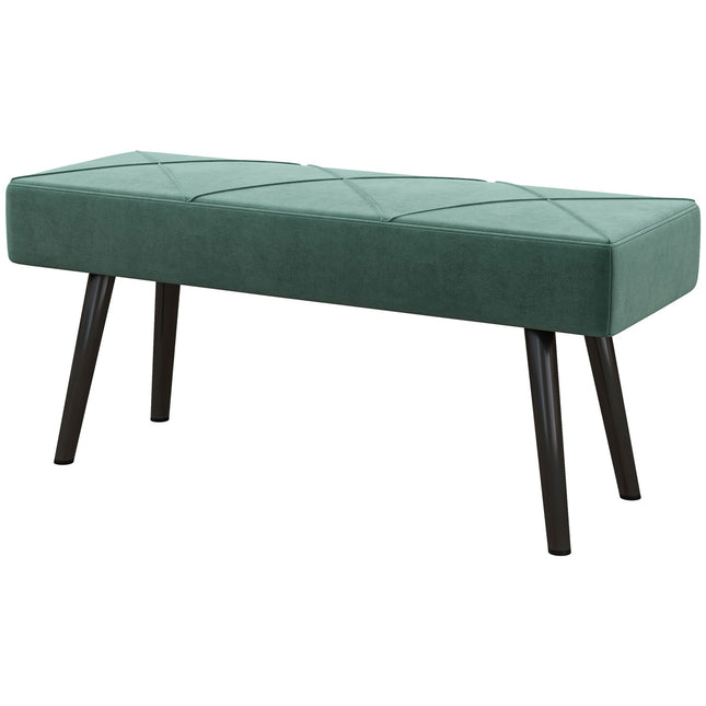 Lavice potažená sametem, vzor X, 100x36x45 cm, zelená
