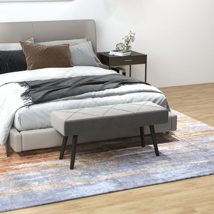 Velvet covered bench - grey, 100x36x45 cm, 120 kg capacity