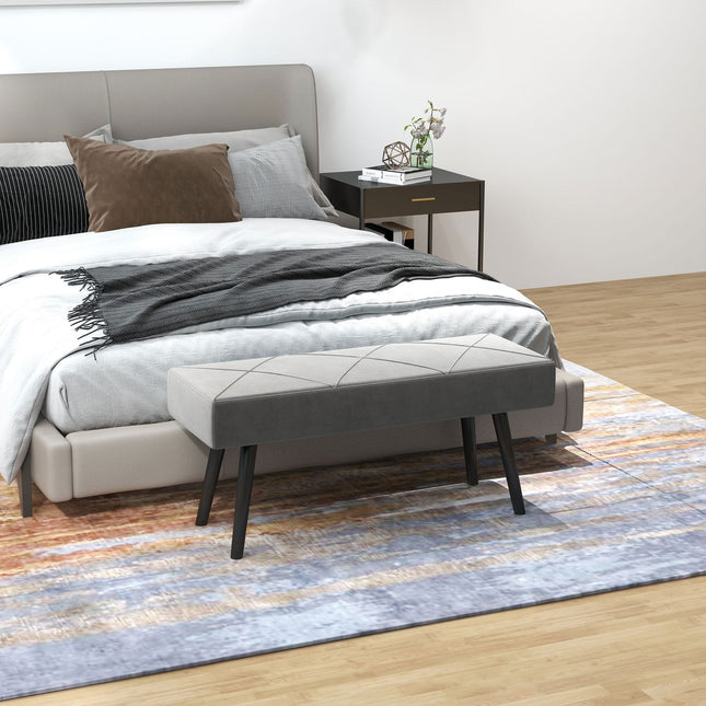 Lavice potažená sametem - šedá, 100x36x45 cm, nosnost 120 kg