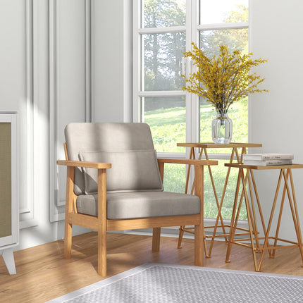 Čalouněná šedá designová židle s područkami - 70x72x76 cm
