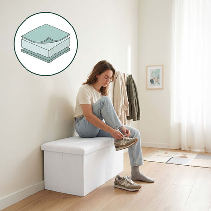Čalouněná úložná lavice – skládací textil, pro 2 osoby