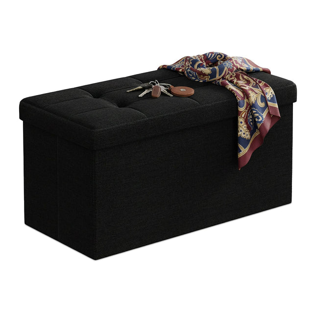 Upholstered Storage Bench, Foldable, Seats Two
