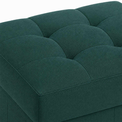 Upholstered Storage Cube Stool with Padded Seat, Dark Green, 38 cm