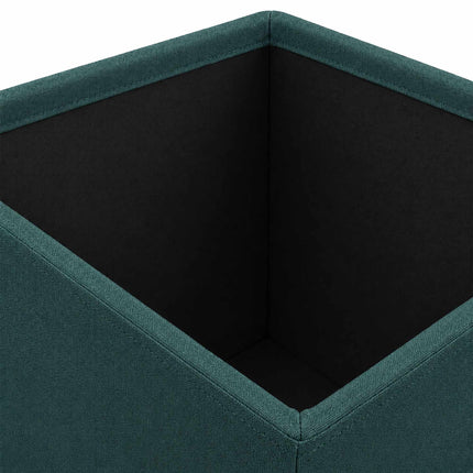 Upholstered Storage Cube Stool with Padded Seat, Dark Green, 38 cm