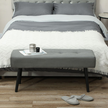 Corduroy Upholstered Bench, 100x36x45 cm, Grey