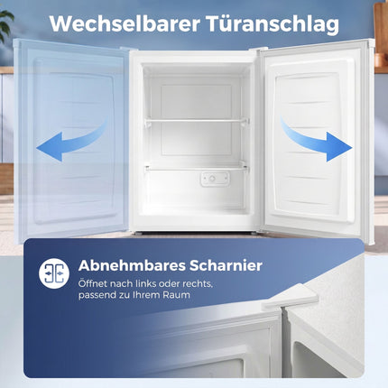 Upright Mini Freezer 85 L with Reversible Door, Adjustable Temperature, White