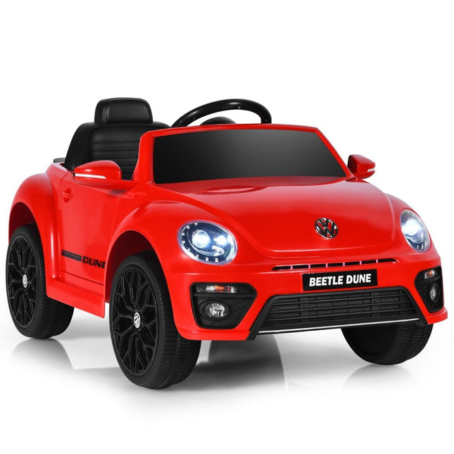 Dětské auto VW Beetle s hudbou a 2 režimy osvětlení včetně dálkového ovládání 2.4G, červená