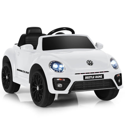 Dětské auto VW Beetle s hudbou a 2 režimy osvětlení včetně dálkového ovládání 2.4G, bílá