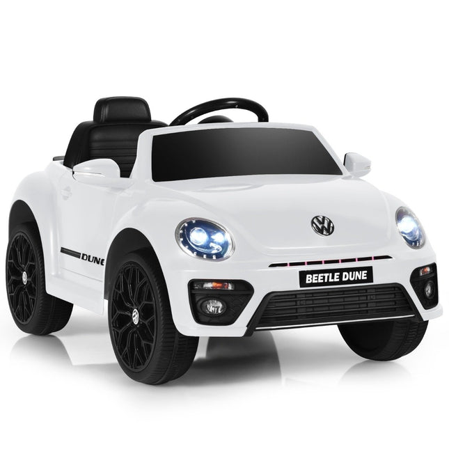 Dětské auto VW Beetle s hudbou a 2 režimy osvětlení včetně dálkového ovládání 2.4G, bílá