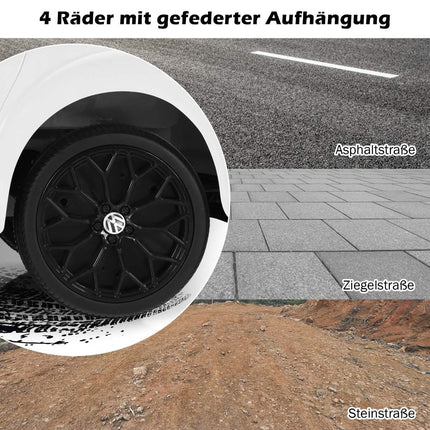 Dětské auto VW Beetle s hudbou a 2 režimy osvětlení včetně dálkového ovládání 2.4G, bílá
