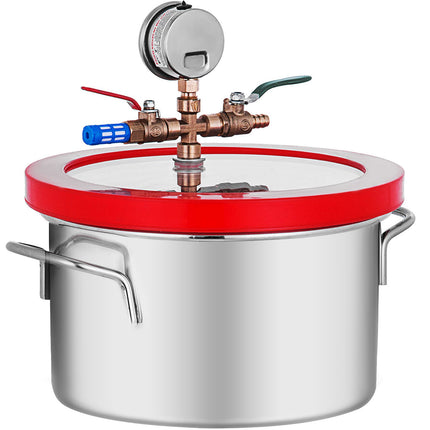Vacuum Degassing Chamber 5.7 L, Stainless Steel, Glass Lid