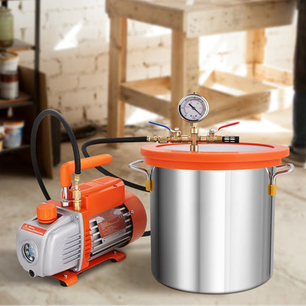Vacuum Degassing Chamber Kit 11.4L, 3.5 CFM Pump