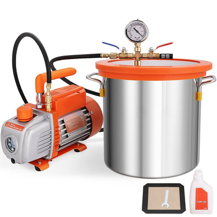 Vacuum Degassing Chamber Kit 11.4L, 3.5 CFM Pump